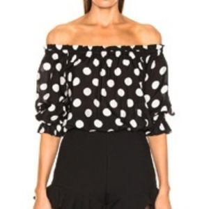 🆕 RIXO LONDON Cold Shoulder Cotton Silk Crop Top